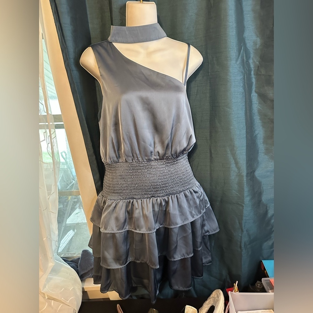Me Lis Elegant Blue Sleeveless Dress size Medium